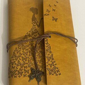 MODANA "BUTTERFLY GIRL" BROWN PREMIUM FAUX LEATHER JOURNAL